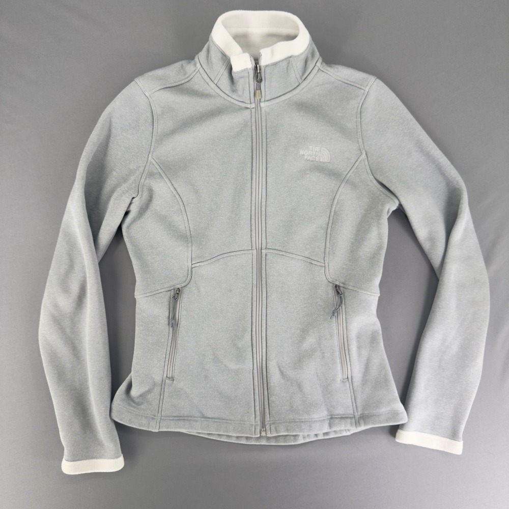 The North Face Womens Full Zip Fleece Jacket Gray White C656 Small S/P